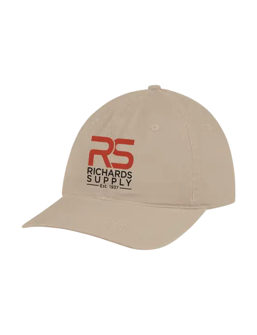 Garment Washed Unstructured Twill Tan Cap w/Richards Supply Logo