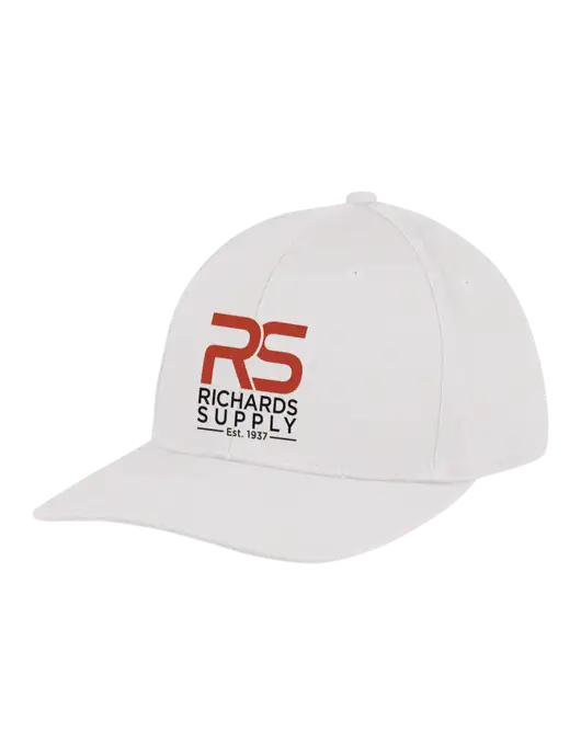 Premium Modern Structured Twill White Snapback Cap w/Richards Supply Logo