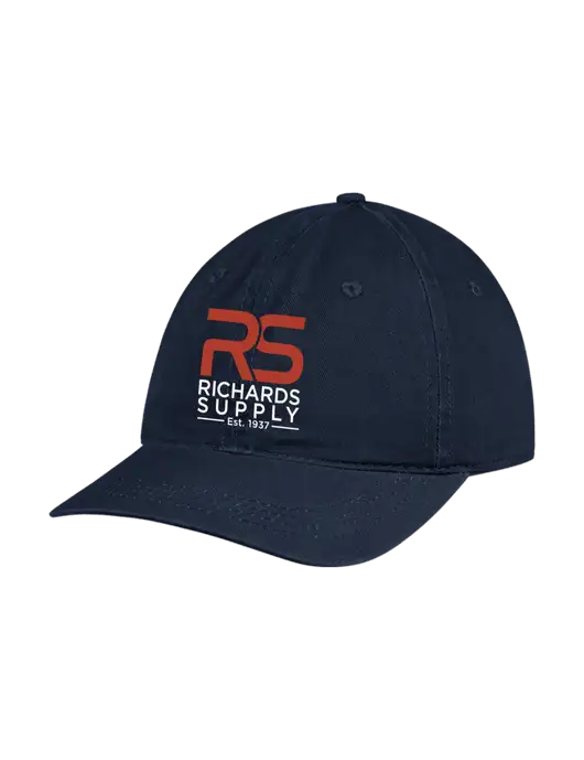 Garment Washed Unstructured Twill Navy Cap w/Richards Supply Logo