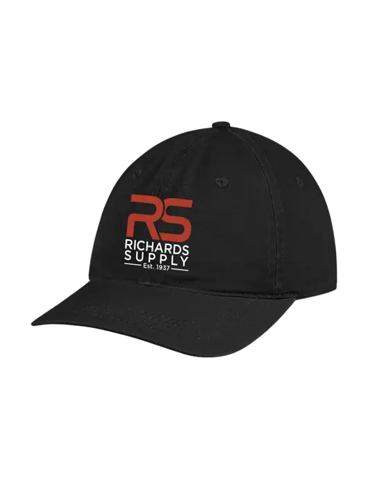 Garment Washed Unstructured Twill Black Cap w/Richards Supply Logo