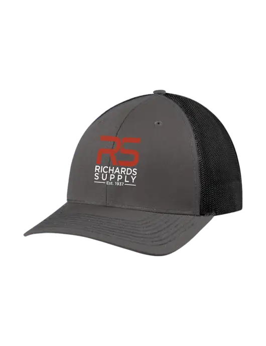 Richardson Adjustable Snapback Original 112 Trucker Cap Dark Grey w/Black Mesh w/Richards Supply Logo