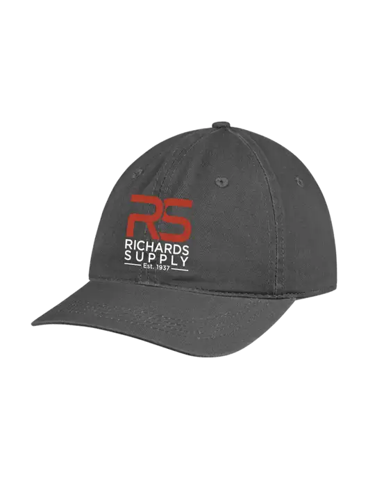 Garment Washed Unstructured Twill Charcoal Cap w/Richards Supply Logo