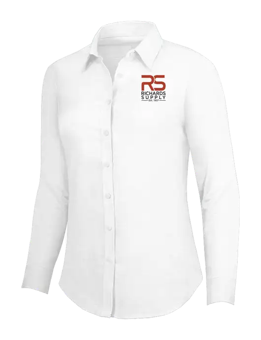White Womens SuperPro Oxford Shirt w/Richards Supply Logo