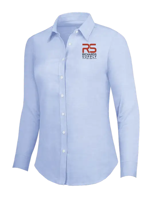 Light Blue Womens SuperPro Oxford Shirt w/Richards Supply Logo