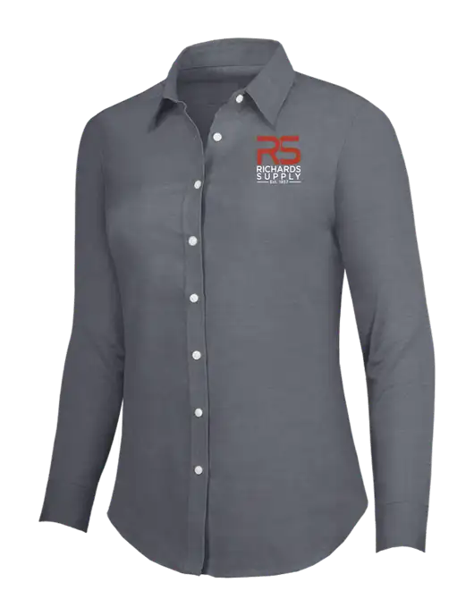Dark Grey Womens SuperPro Oxford Shirt w/Richards Supply Logo