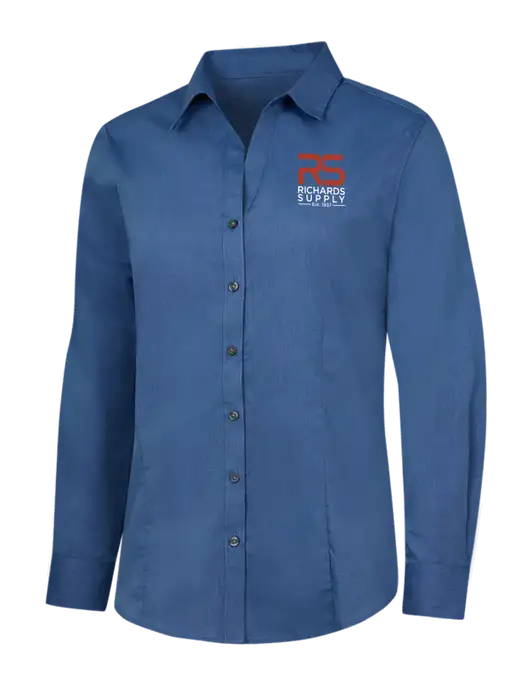 Light Navy Womens Crosshatch Easy Care Shirt w/Richards Supply Logo