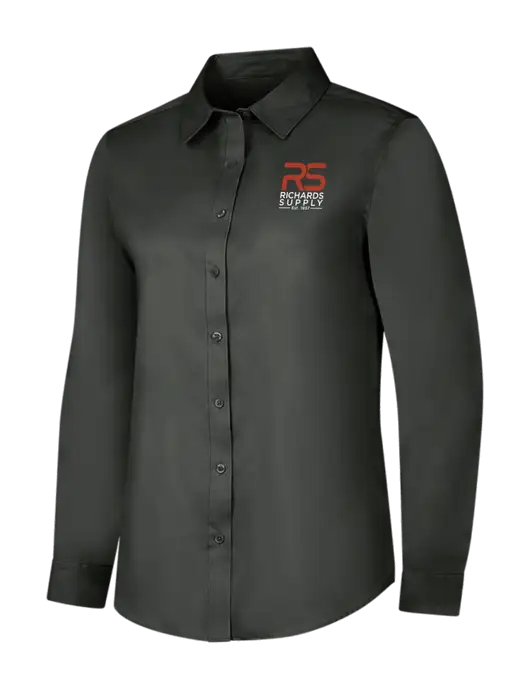 Dark Grey Womens Long Sleeve Superpro React Twill Shirt w/Richards Supply Logo