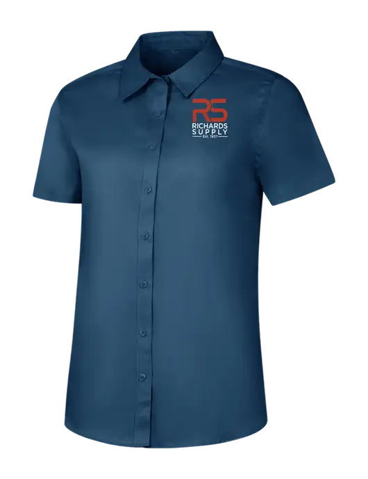 Womens Light Navy Short Sleeve Superpro React Twill Shirt w/Richards Supply Logo