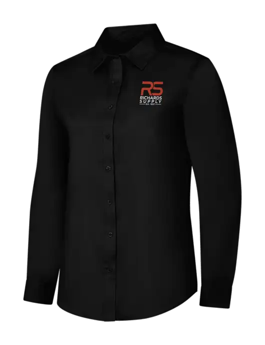 Womens Black Long Sleeve Superpro React Twill Shirt w/Richards Supply Logo