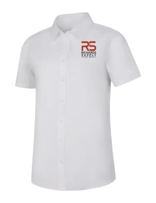 Womens White Short Sleeve Superpro React Twill Shirt w/Richards Supply Logo