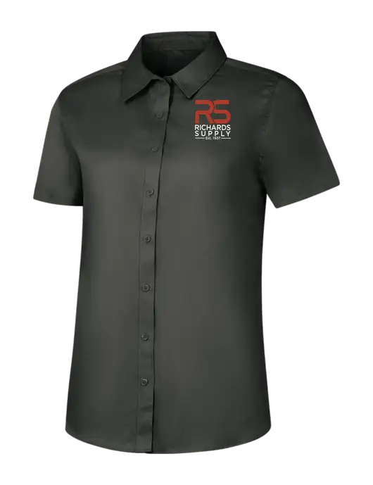 Womens Dark Grey Short Sleeve Superpro React Twill Shirt w/Richards Supply Logo