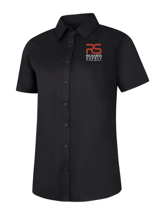 Womens Black Short Sleeve Superpro React Twill Shirt w/Richards Supply Logo