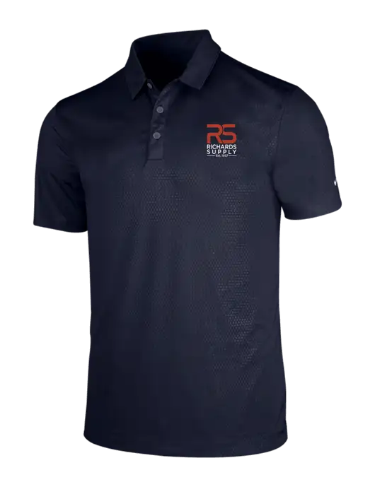 NIKE Dark Navy Dri-Fit Embossed Tri-Blade Polo w/Richards Supply Logo