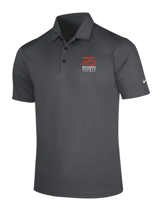 NIKE Dark Grey Dri-Fit Vertical Mesh Polo w/Richards Supply Logo