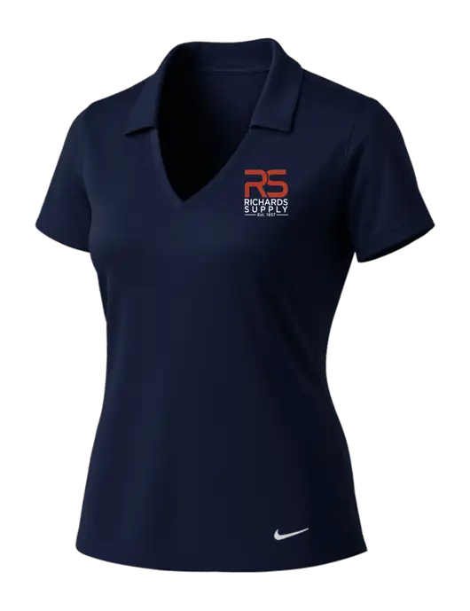 NIKE Dark Navy Womens Dri-Fit Vertical Mesh Polo w/Richards Supply Logo