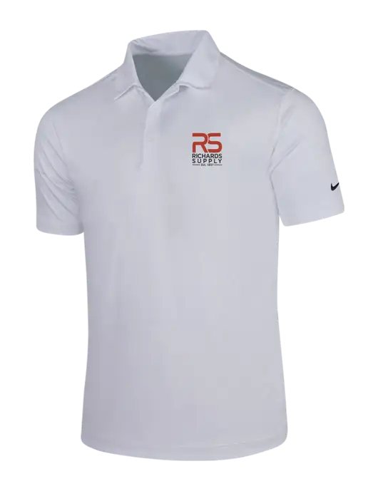 NIKE White Dri-Fit Vertical Mesh Polo w/Richards Supply Logo