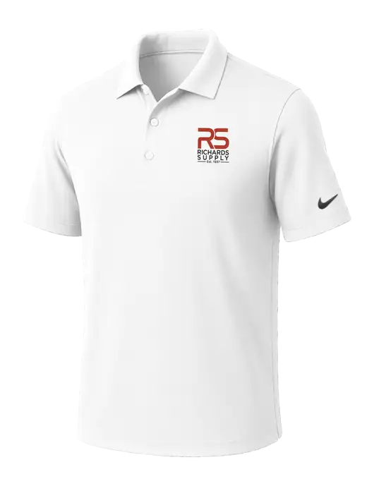 NIKE White Dri-Fit Micro Pique Polo w/Richards Supply Logo
