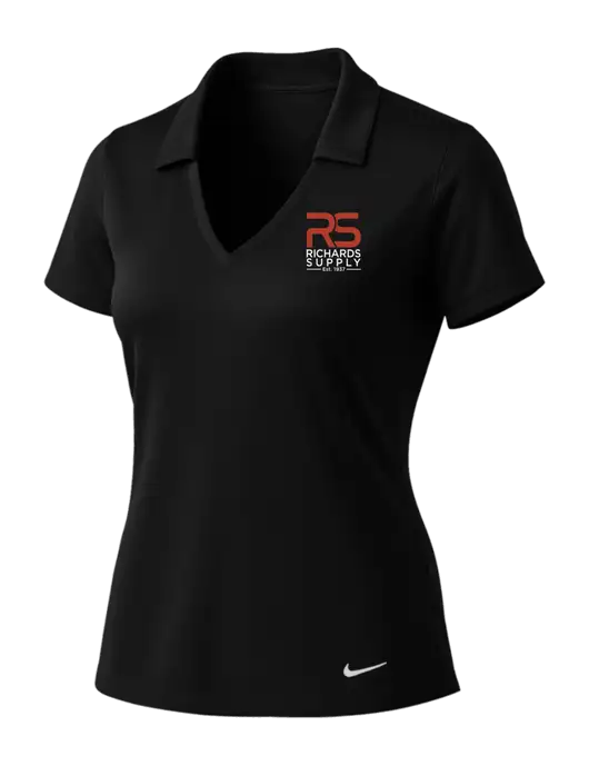 NIKE Black Womens Dri-Fit Vertical Mesh Polo w/Richards Supply Logo