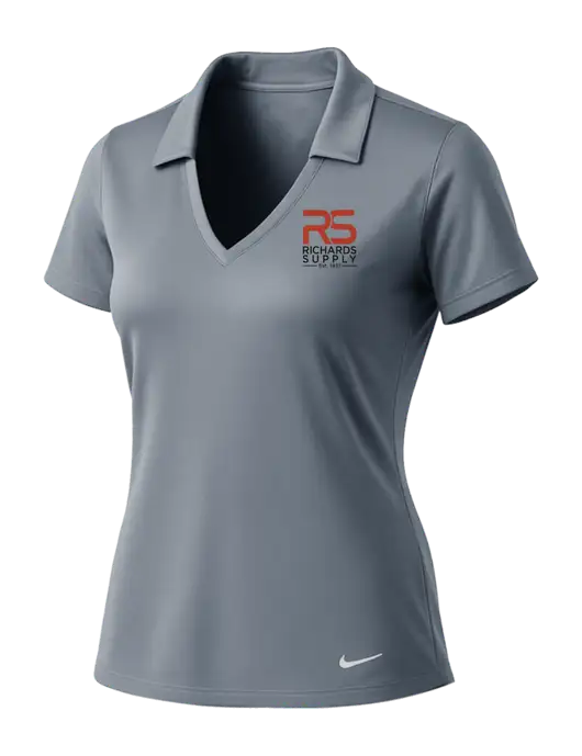 NIKE Medium Grey Womens Dri-Fit Vertical Mesh Polo w/Richards Supply Logo