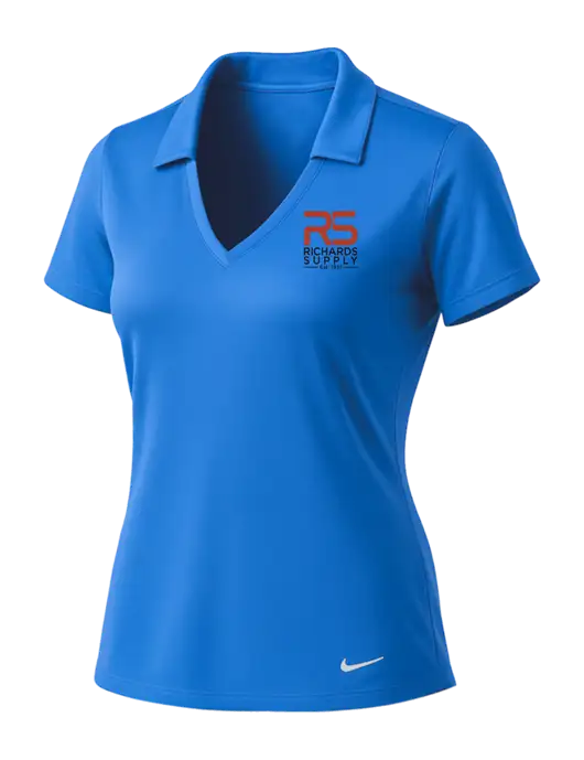 NIKE Carolina Blue Womens Dri-Fit Vertical Mesh Polo w/Richards Supply Logo