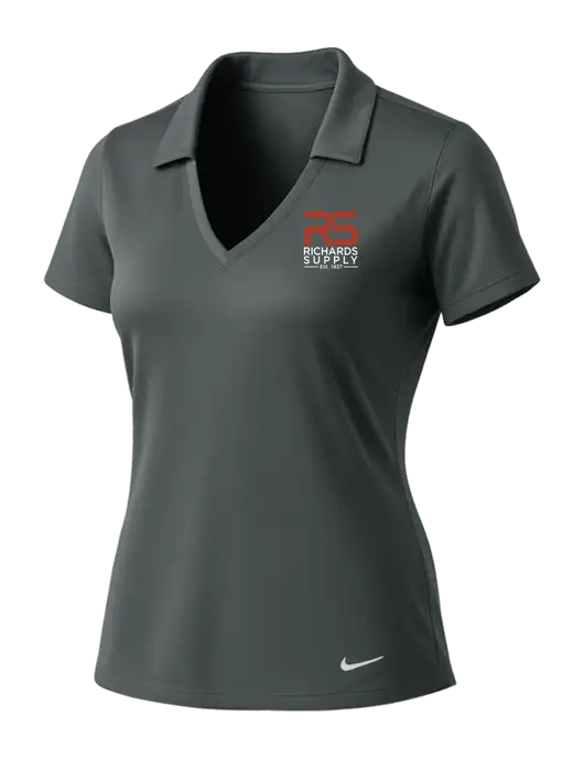 NIKE Dark Grey Womens Dri-Fit Vertical Mesh Polo w/Richards Supply Logo