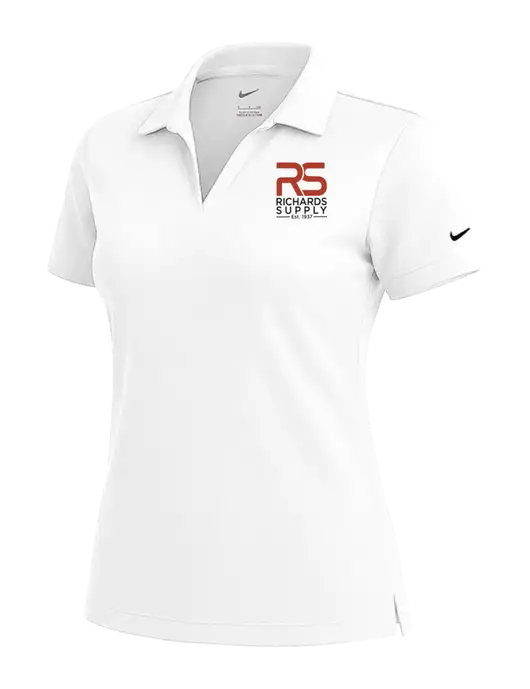 NIKE White Womens Dri-Fit Micro Pique Polo w/Richards Supply Logo