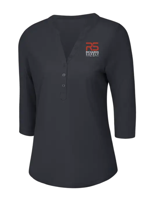 OGIO Charcoal Grey Jewel Henley w/Richards Supply Logo