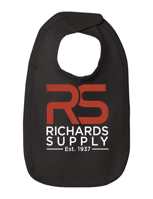 Rabbit Skins Black Infant Premium Jersey Bib w/Richards Supply Logo