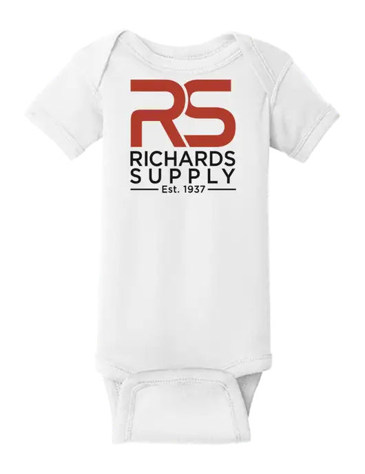 Rabbit Skins White Infant Short Sleeve Baby Rib Bodysuit w/Richards Supply Logo