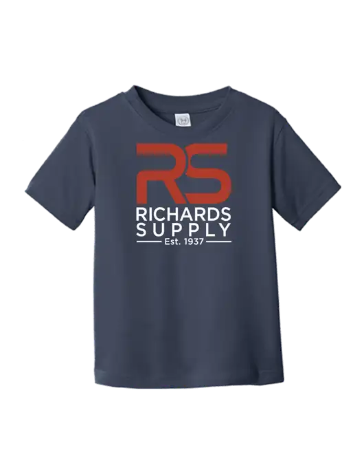 Rabbit Skins Navy Toddler Fine Jersey Tee w/Richards Supply Logo