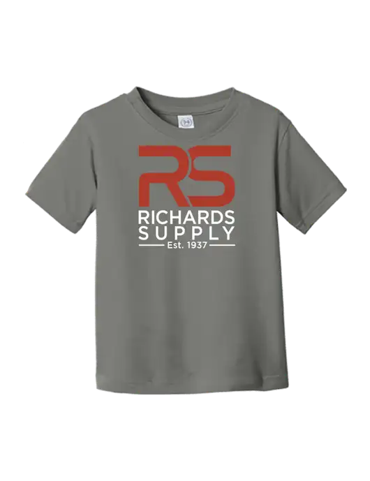 Rabbit Skins Charcoal Toddler Fine Jersey Tee w/Richards Supply Logo