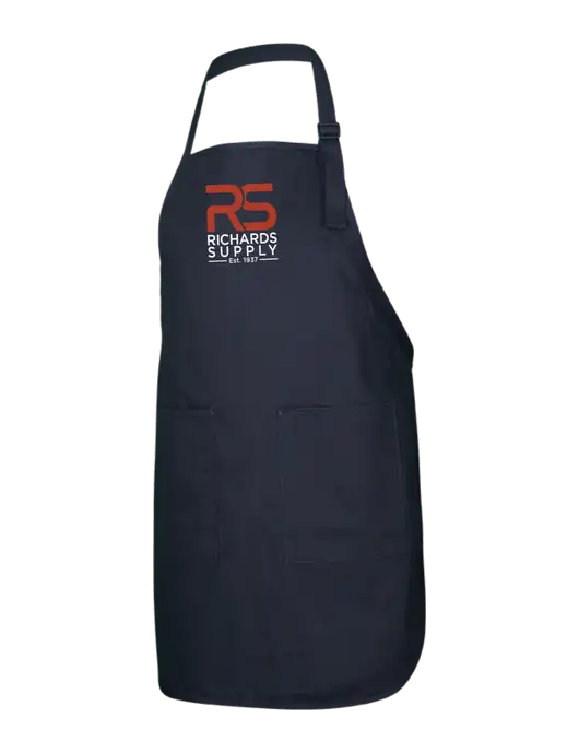 Full-Length Black Apron With Pockets w/Richards Supply Logo