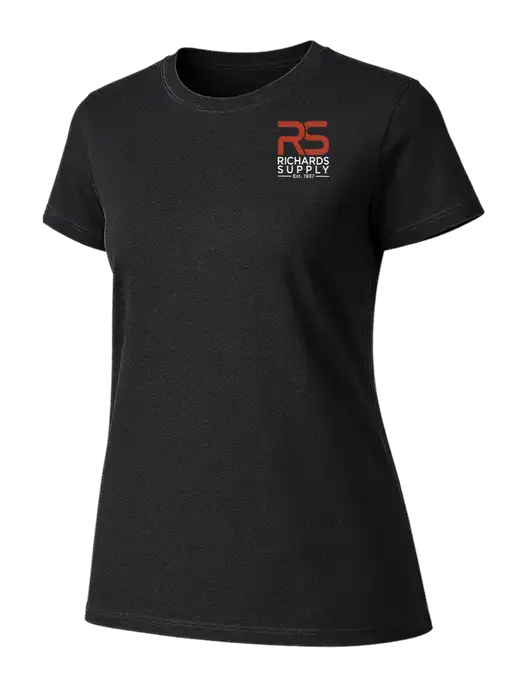 Womens Ring Spun Jet Black 4.5 oz T-Shirt w/Richards Supply Logo