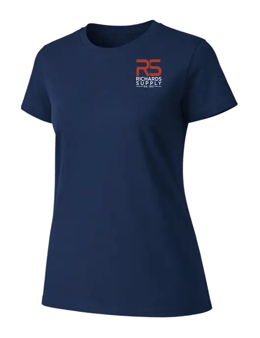 Womens Ring Spun Navy 4.5 oz T-Shirt w/Richards Supply Logo