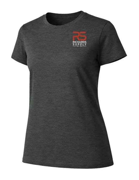 Womens Ring Spun Dark Heather Grey 4.5 oz T-Shirt w/Richards Supply Logo
