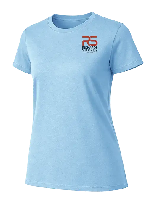 Womens Ring Spun Light Blue 4.5 oz T-Shirt w/Richards Supply Logo