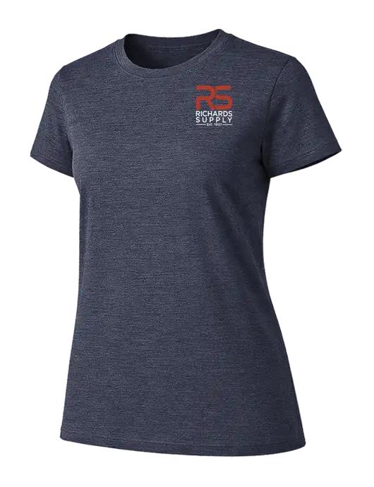 Womens Ring Spun Heather Navy 4.5 oz T-Shirt w/Richards Supply Logo