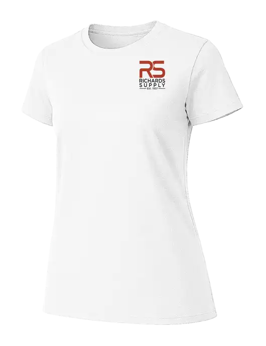 Womens Ring Spun White 4.5 oz T-Shirt w/Richards Supply Logo