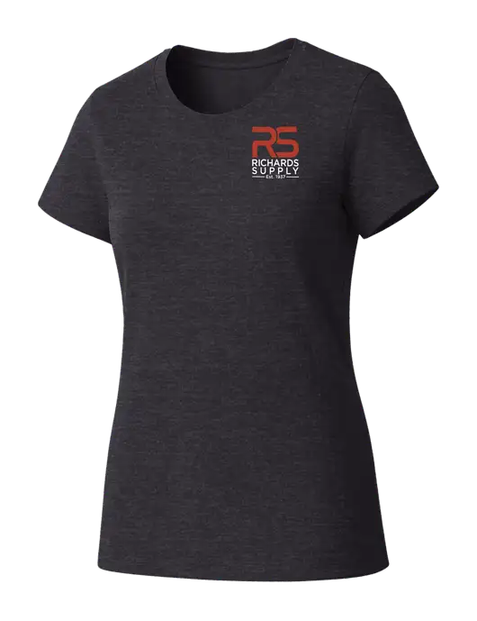 Womens Seriously Soft Heathered Charcoal T-Shirt w/Richards Supply Logo