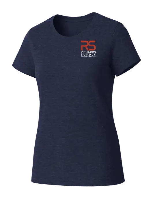 Womens Seriously Soft Heathered Navy T-Shirt w/Richards Supply Logo
