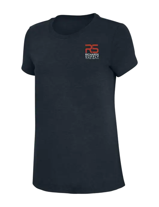 Womens Simply Soft Navy 4.5oz Poly/Combed Ring Spun Cotton T-Shirt w/Richards Supply Logo