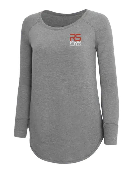 Womens Perfect Wide Collar Tunic Tri-Blend Grey Frost 4.5 oz T-Shirt w/Richards Supply Logo
