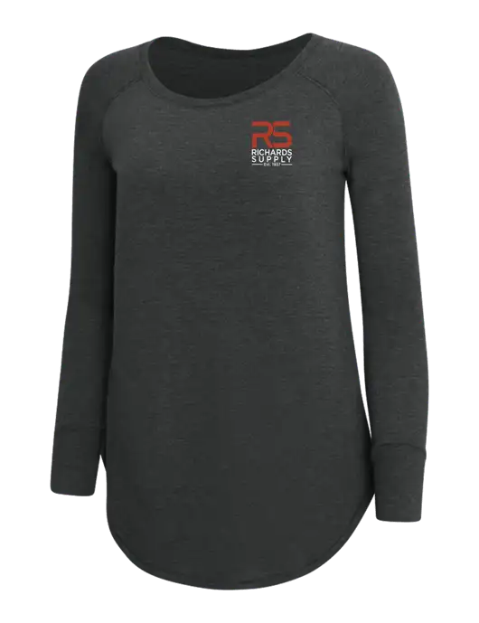 Womens Perfect Wide Collar Tunic Tri-Blend Black Frost 4.5 oz T-Shirt w/Richards Supply Logo