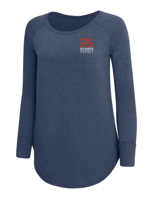 Womens Perfect Wide Collar Tunic Tri-Blend Navy Frost 4.5 oz T-Shirt w/Richards Supply Logo