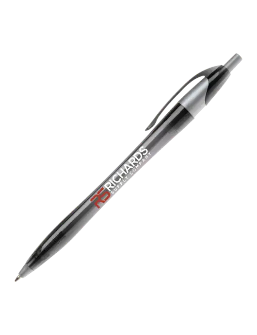 Novella Translucent Black/Silver Jewel Pen - Blue Ink w/Richards Supply Logo