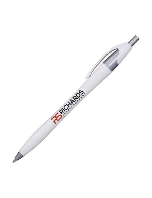 Novella White/Silver Shimmer Pen - Blue Ink w/Richards Supply Logo