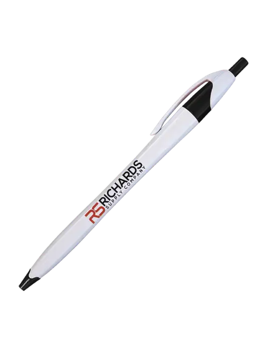 Novella White/Black Classic Pen - Blue Ink w/Richards Supply Logo