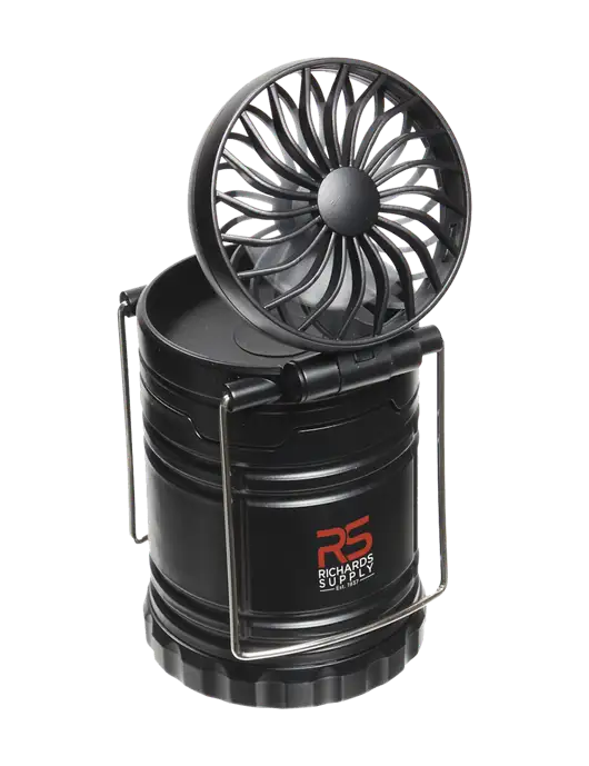 Black Retro Lantern with Fan w/Richards Supply Logo