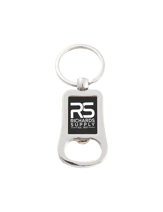 Silver & Black Bottle Opener Keychain w/Richards Supply Logo