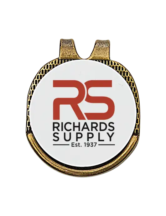 Antique Gold Hat Clip w/Golf Ball Marker w/Richards Supply Logo